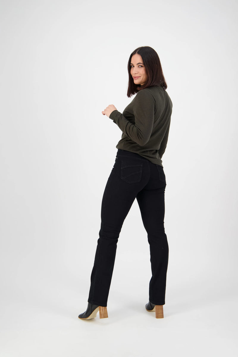 Straight Leg Full Length Jean - Black Denim