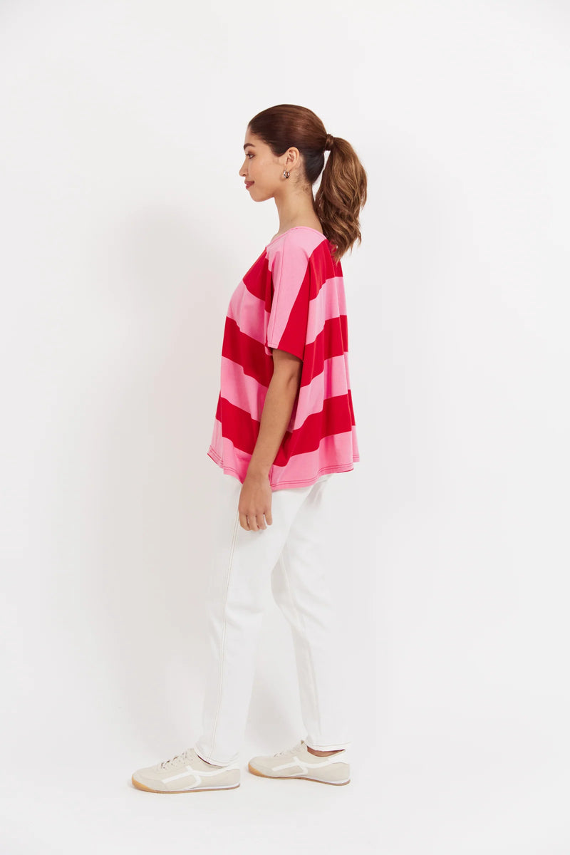 Jardin Stripe TShirt - Garnet