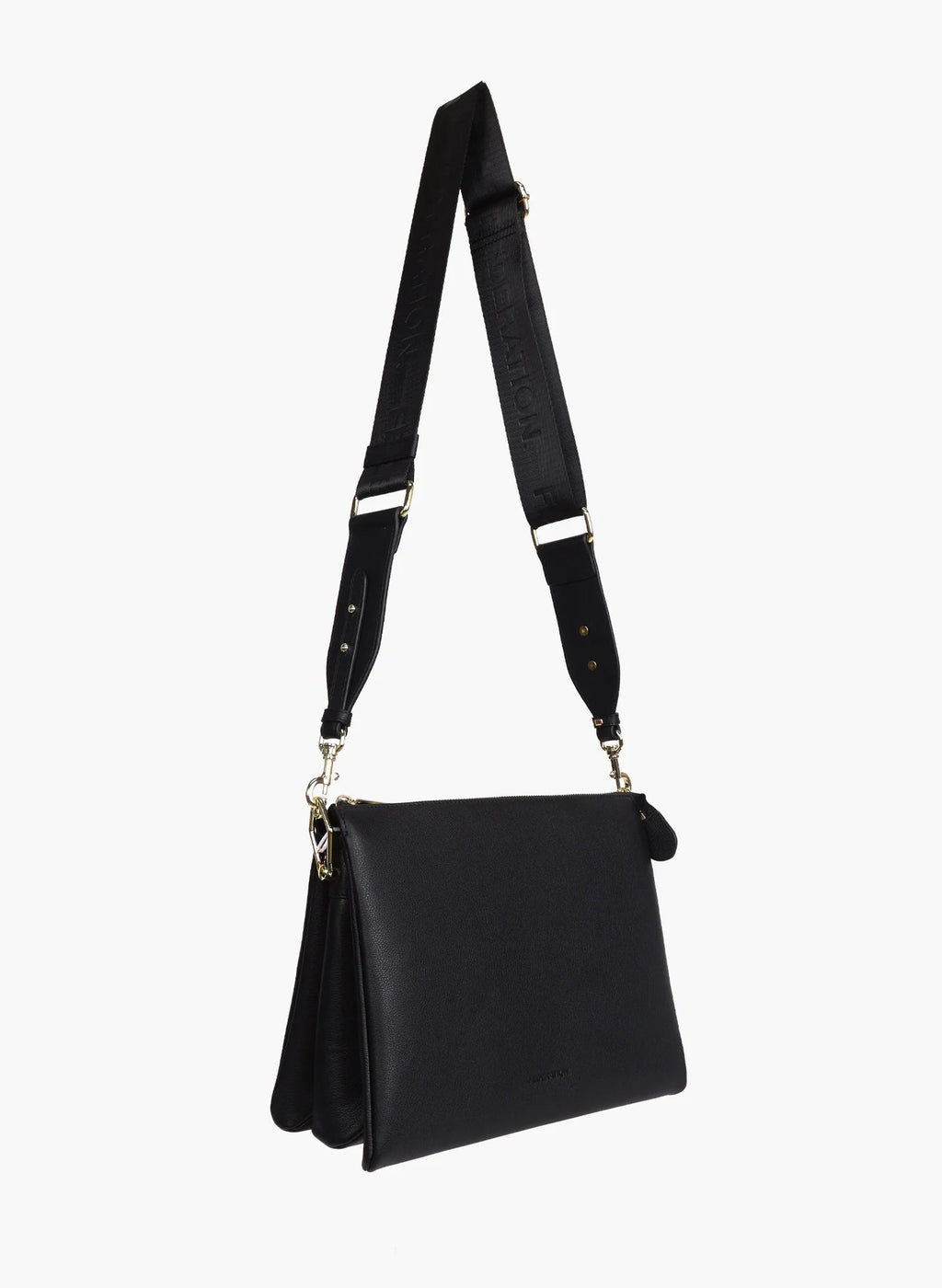 Large Compartments Bag - Black / Leather