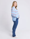 Charli Stripe Knit - Sky Blue/Cosy Coral Stripe