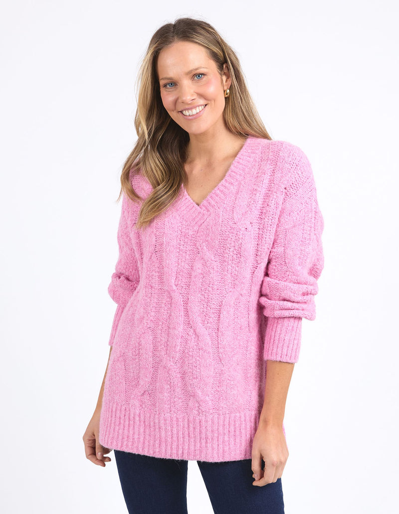 Tallulah Cable Knit - Pink Geranium