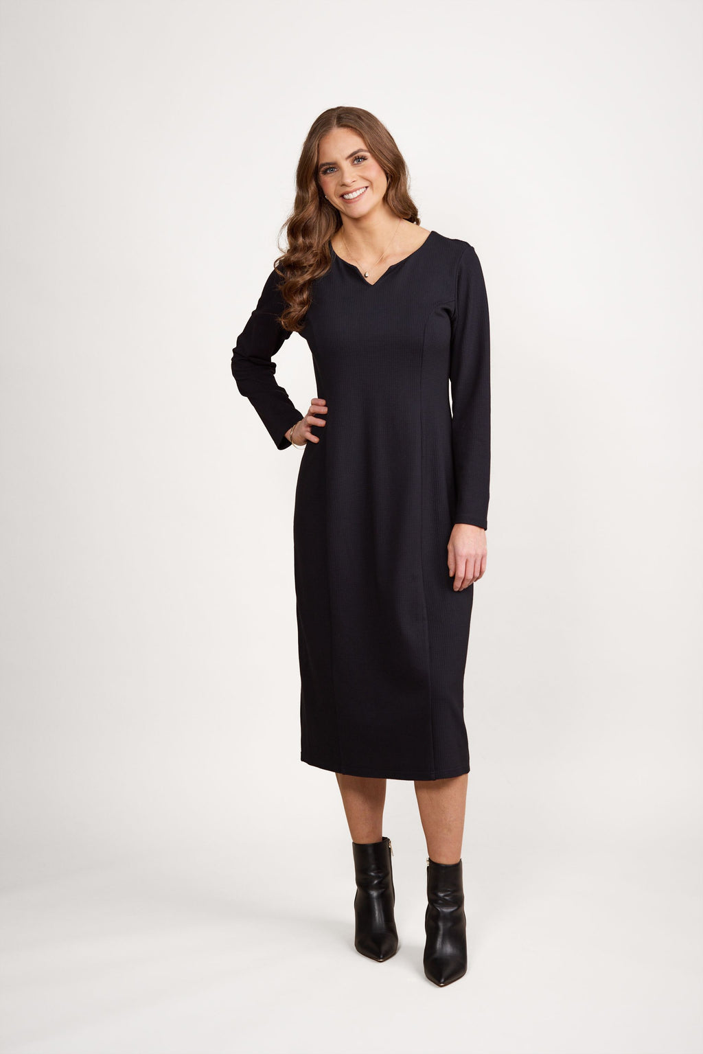 Long Sleeve Knit Dress - Midnight