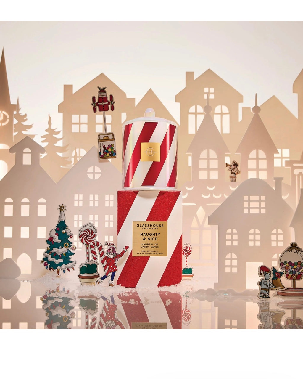 Naughty & Nice 380g Triple Scented Soy Candle - Handful of Candy Canes