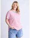 Jarrah Stripe S/S Tee / Geranium Pink & White Stripe / Azure