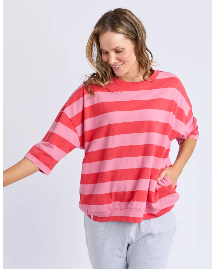 Mazie Block Stripe Sweat / Chateau Rose