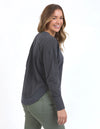 Farrah Long Sleeve Top - Charcoal