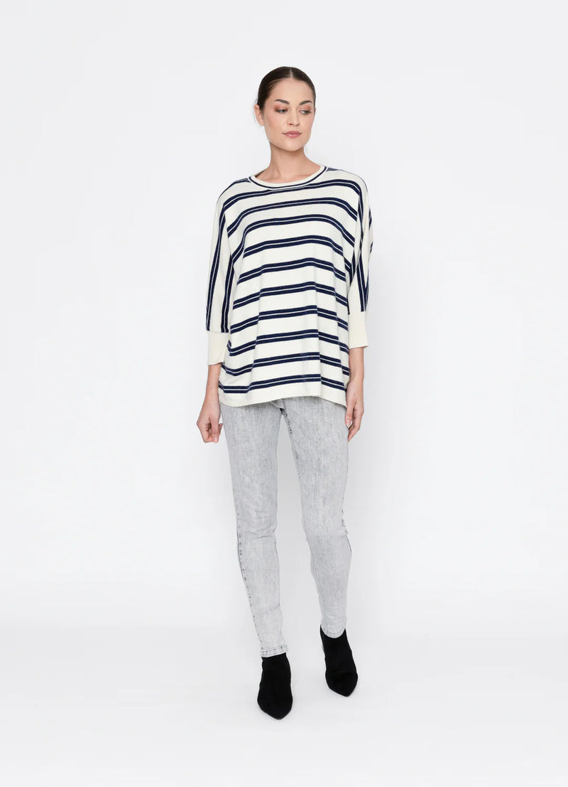 Lyric Top / Ivory Navy Stripe