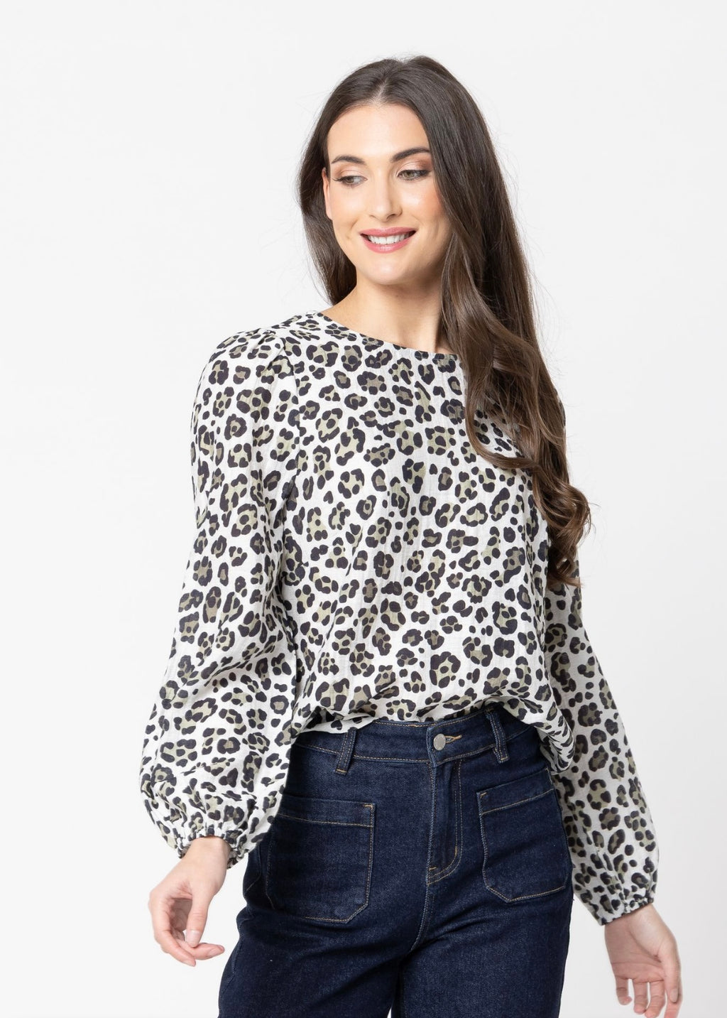 Gratitude Top - Sage Leopard