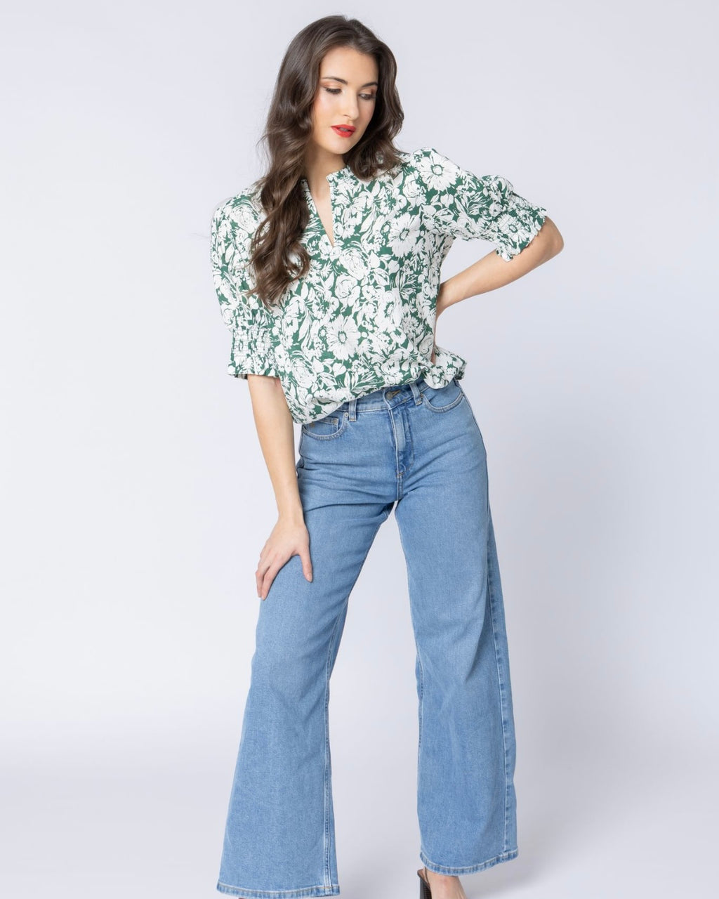 S/S Movement Blouse/ Forest Shadow