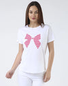 Ace Tee / White / Hot Pink Bow