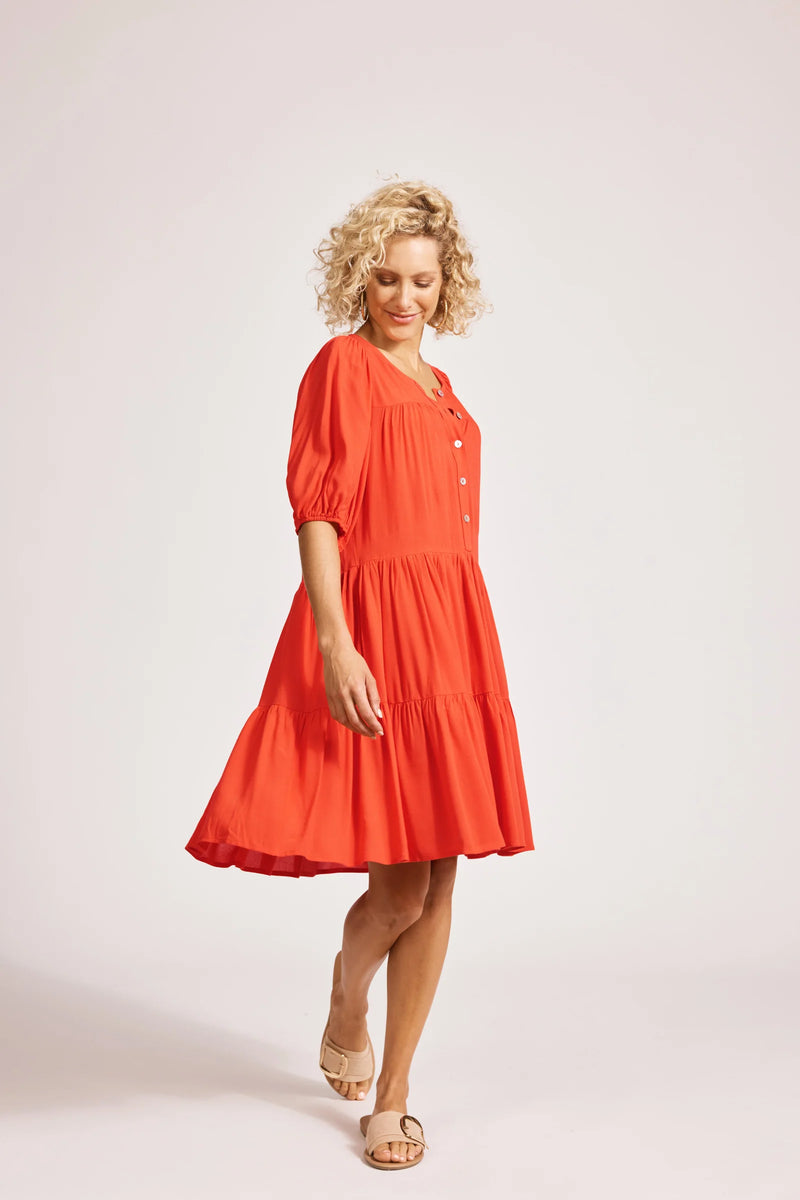 Alegria Midi Dress - Coral