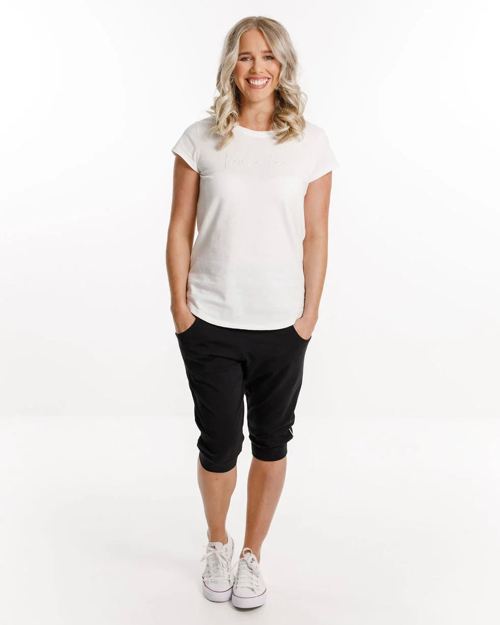 3/4 Apartment Pants /Black With  White X