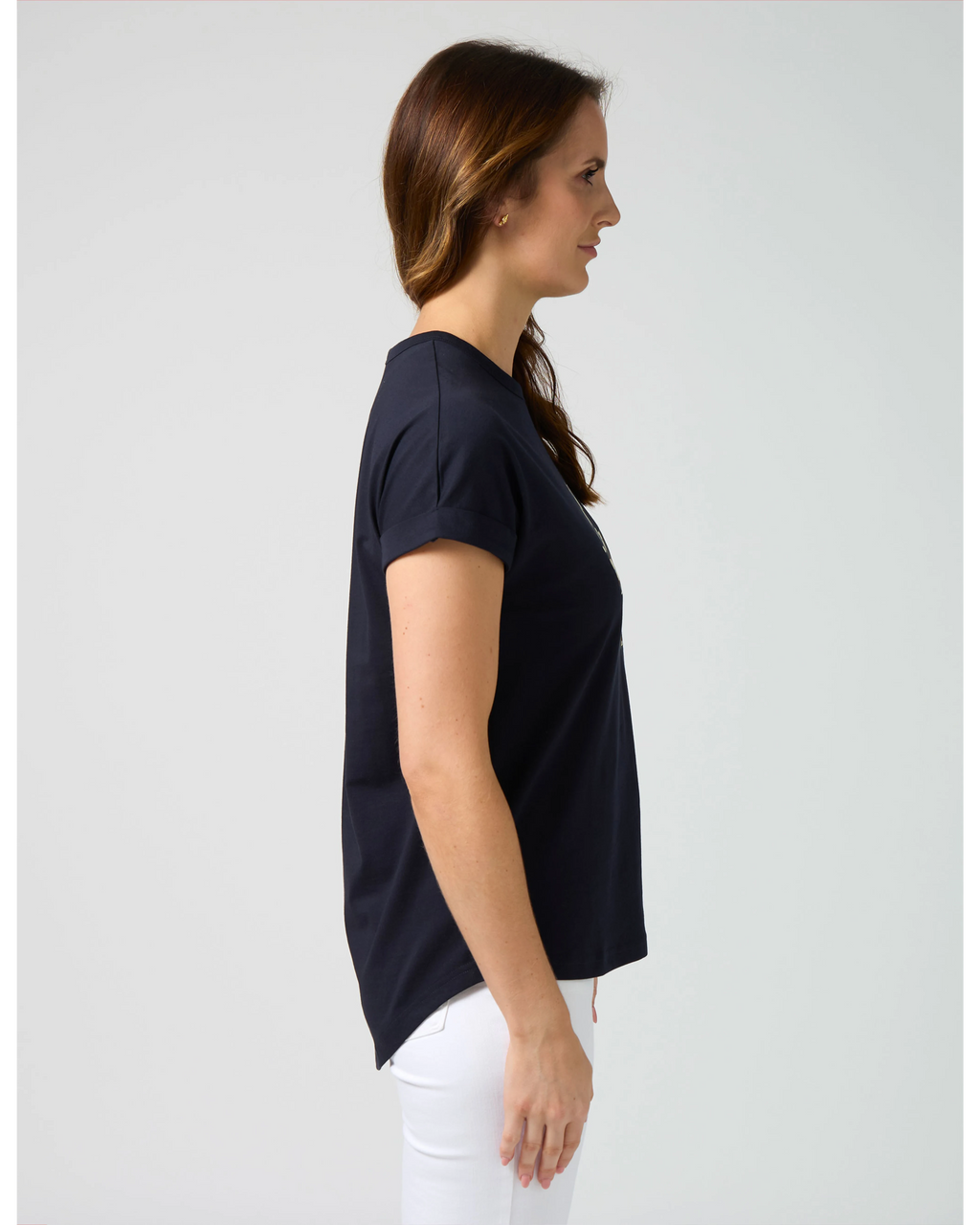Soho  Cuff Tee / Deep Navy Leopard Cross