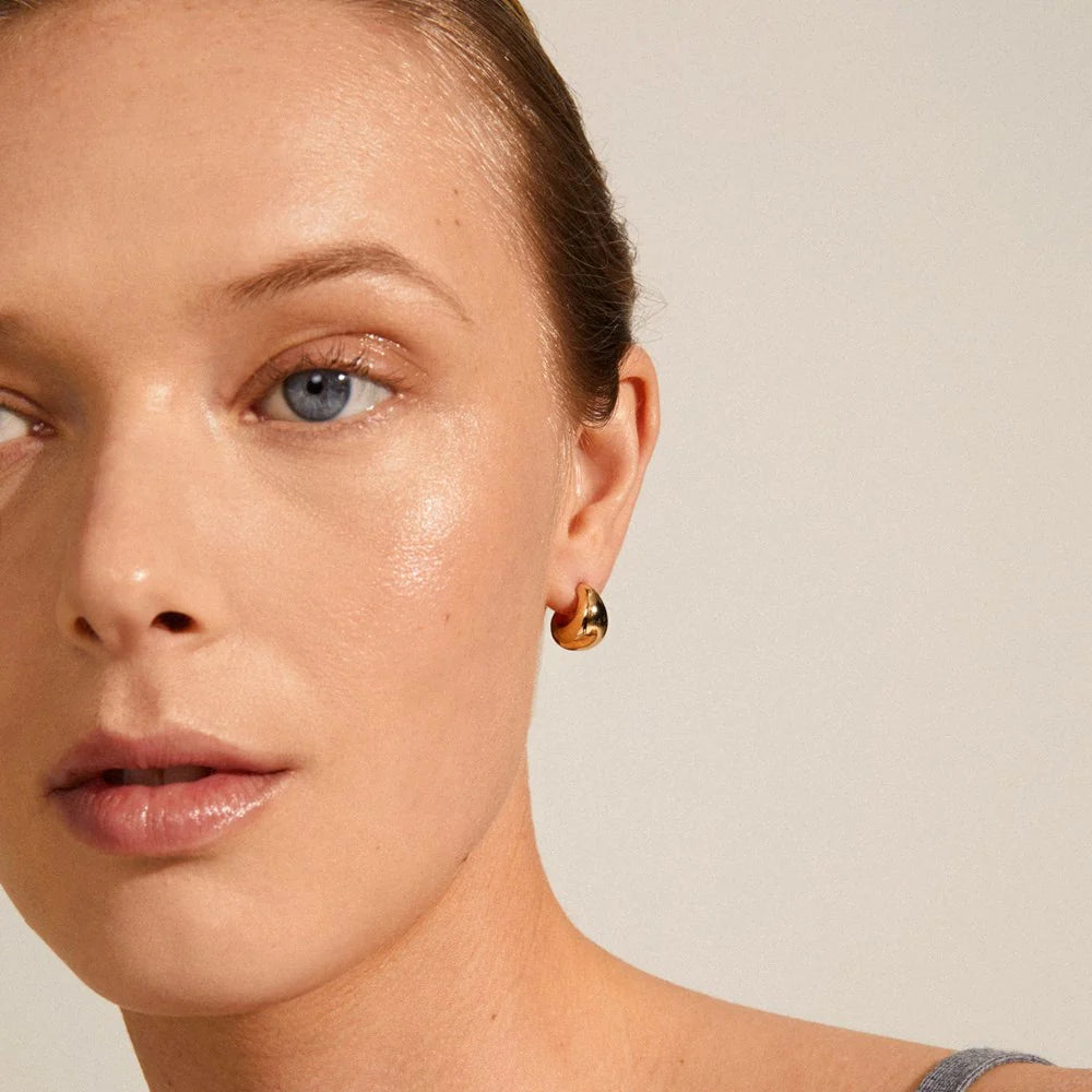 Alexane Recycled Chunky Mini Hoop Earrings - Gold Plated