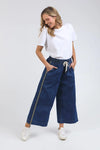 Greta Wide Leg Pant With Side Tape / Dark Wash