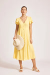 Parisio Button Midi Dress - Citrine