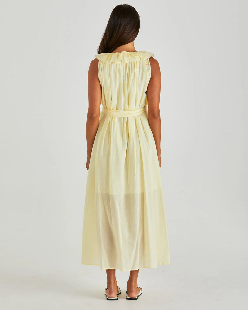 Lilla Ruffled Neck Dress / Butter Yellow