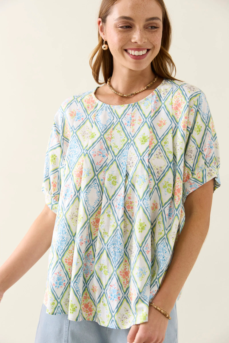 Ingrid Pleat Top / Tile