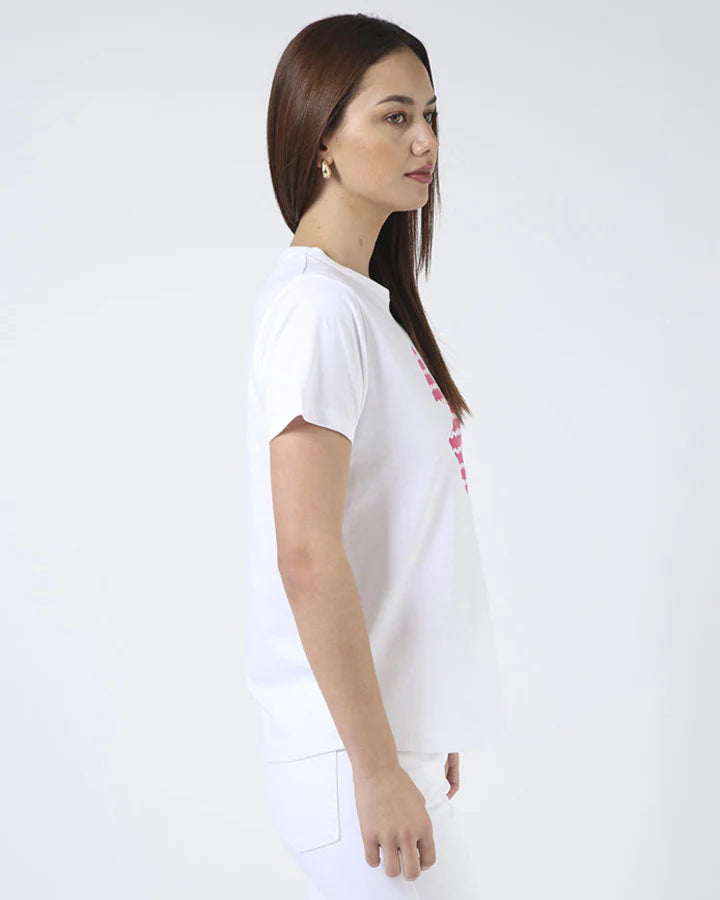 Ace Tee / White / Hot Pink Bow