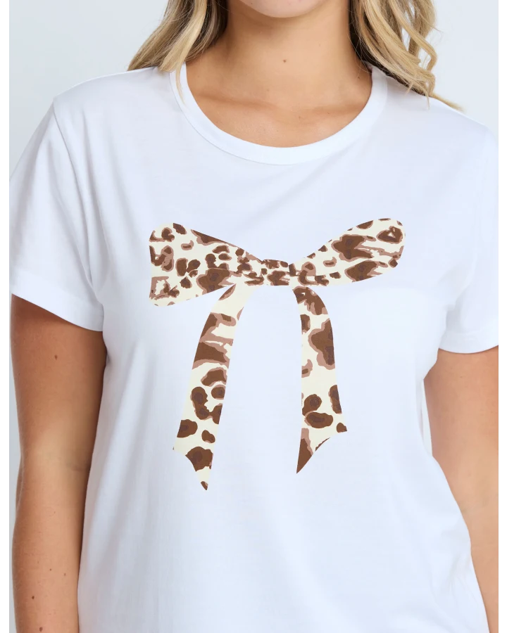 Classic Tee White / Summer Leopard Bow