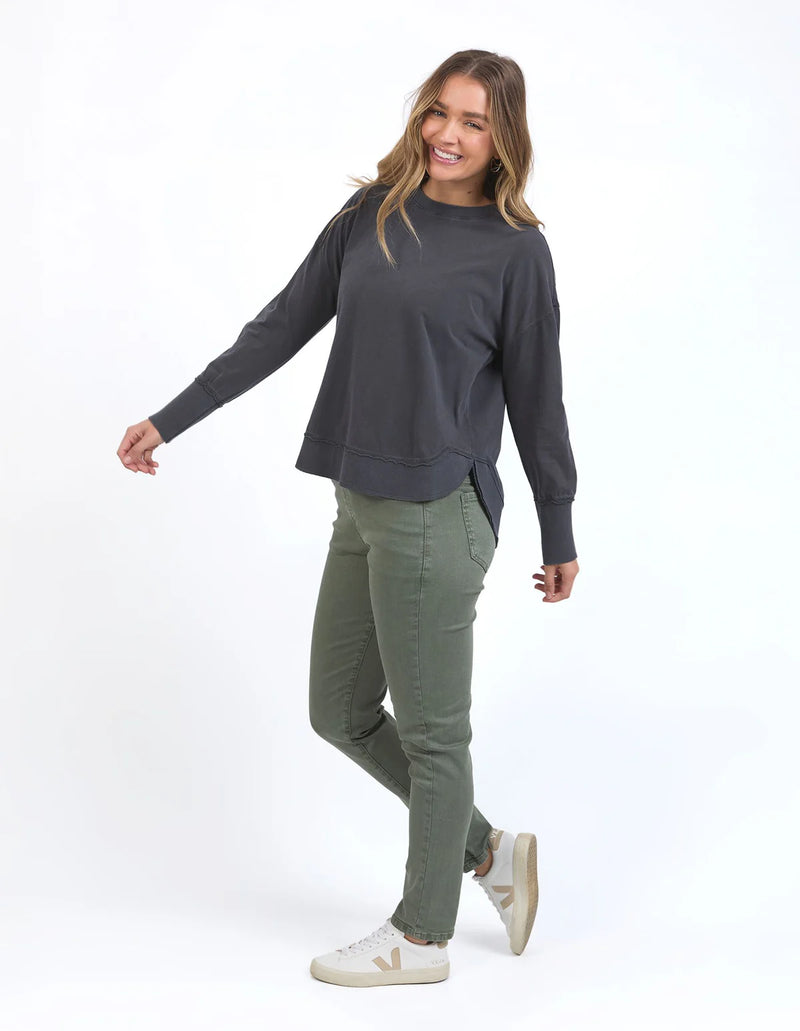 Farrah Long Sleeve Top - Charcoal