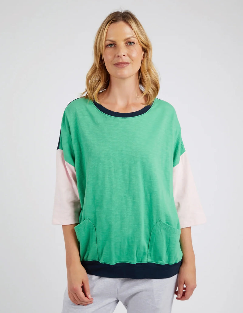 Mazie Colour Block Sweat - Greenbriar