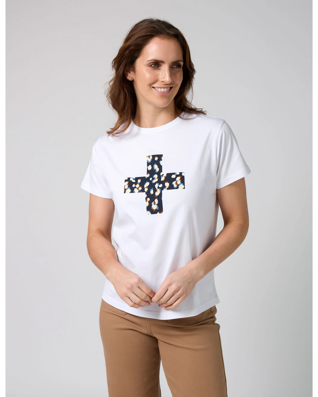 Ace Tee Leopard Cross - White