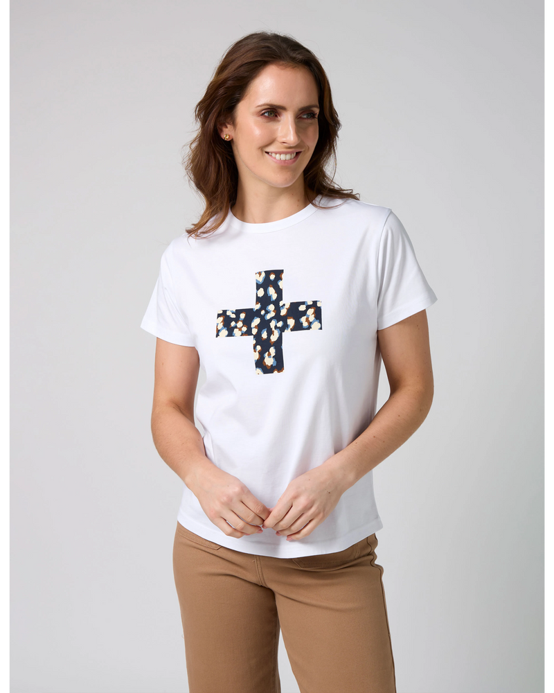 Ace Tee Leopard Cross - White