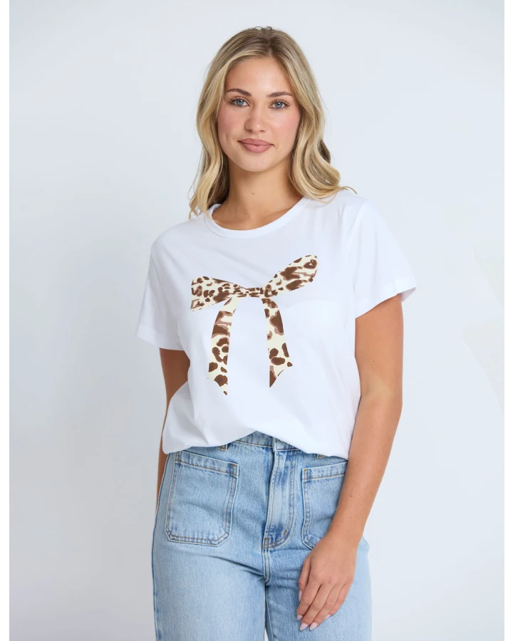 Classic Tee White / Summer Leopard Bow