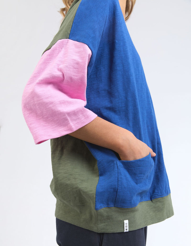 Mazie Colour Block Sweat - China Blue/Pretty Pink/Clover