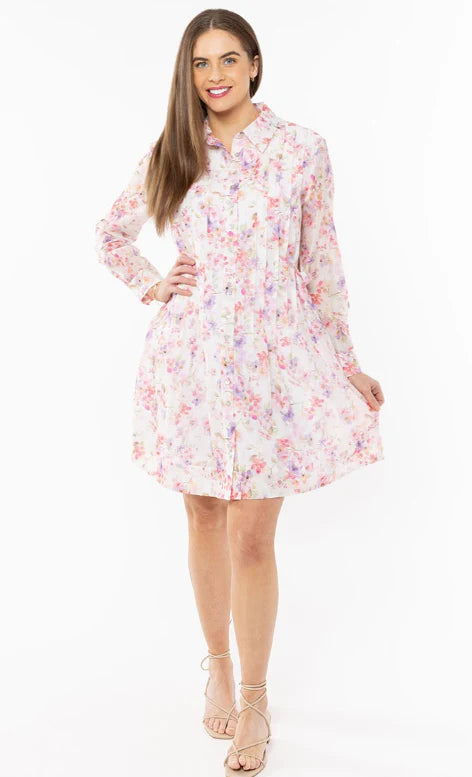 Indulgent Shirt  Dress / Delicate Blossom