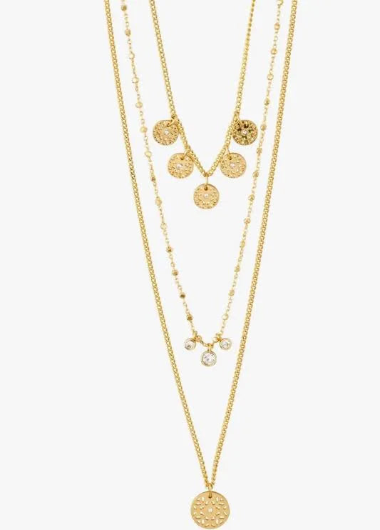 Carol Layered Necklace 3-in-1 - Gold Plated Crystal