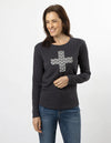 Charcoal Chain Cross LS Tee