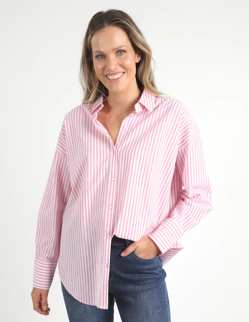 Delia Stripe Shirt / Strawberry