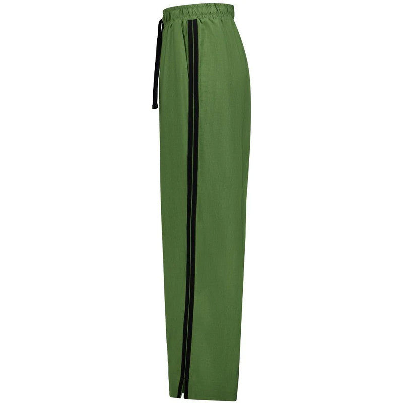 Indiana Wide Leg Pants / Dill With Black stripe