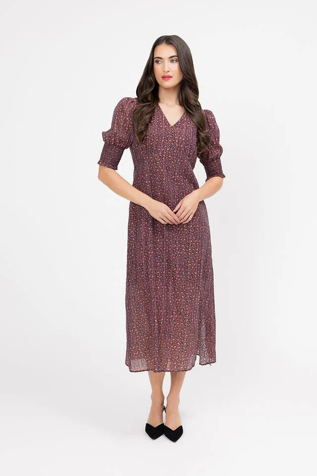 Florence Dress / Merlot Jaquard Stripe