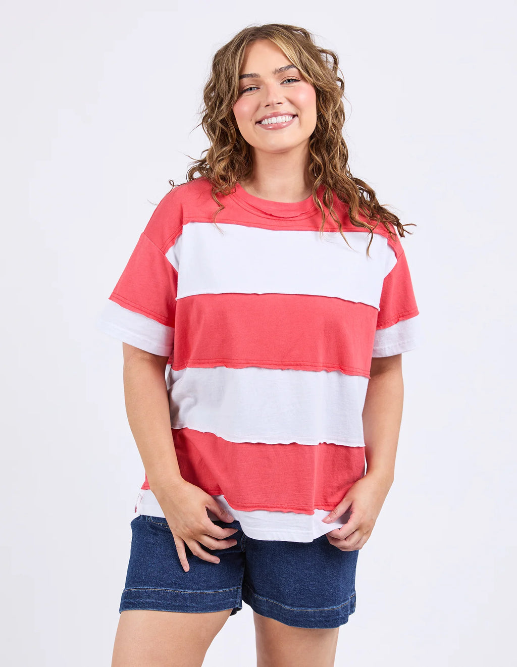 Bold Stripe Tee / Cayenne & White Stripe