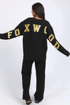 Metallic Interval Crew / Black With Gold