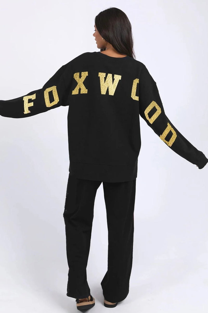 Metallic Interval Crew / Black With Gold