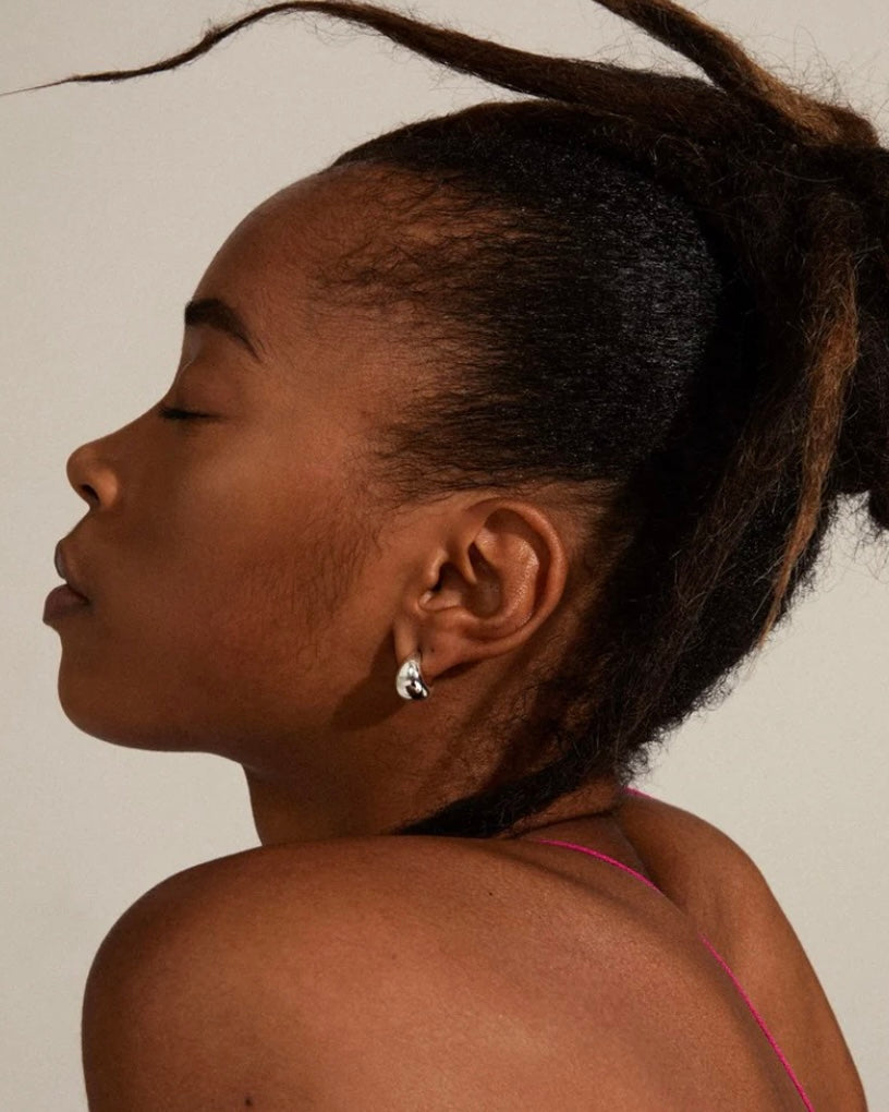 Alexane Recycled Chunky Mini Hoop Earrings - Silver Plated