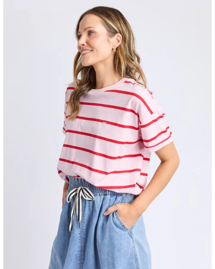 Halli S/S Tee / Pink Lady & Poppy Stripe