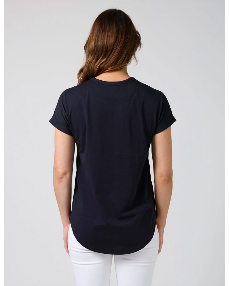 Soho  Cuff Tee / Deep Navy Leopard Cross
