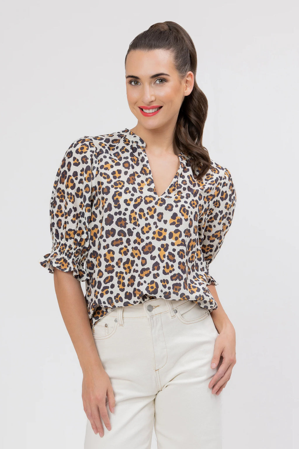 Relaxed Butterfly Top / Latte Leopard