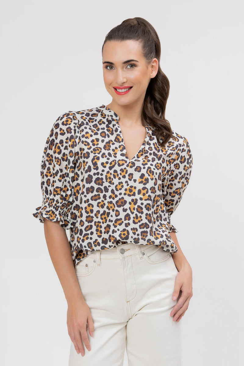 Relaxed Butterfly Top / Latte Leopard