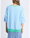 Mazie Stripe Ringer Sweat / Azure & White Stripe