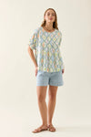 Ingrid Pleat Top / Tile