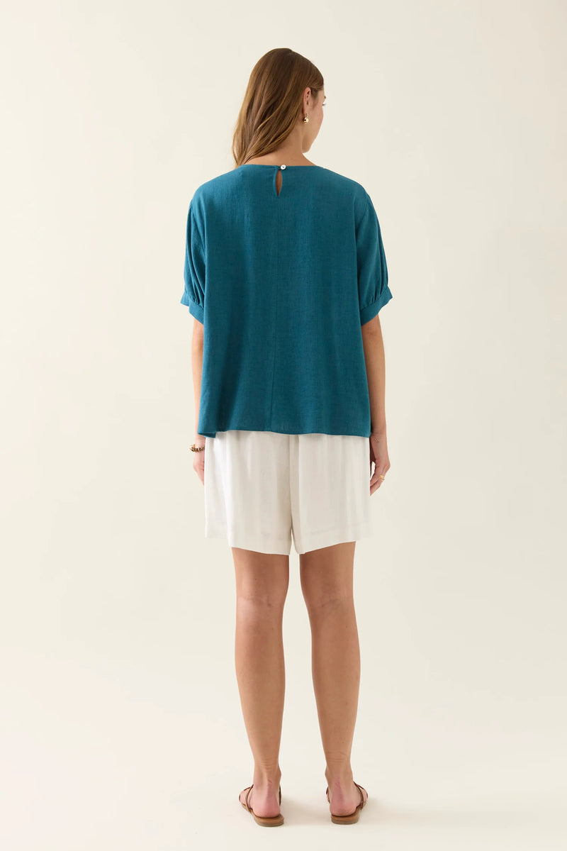 Ingrid Pleat Top - Baltic