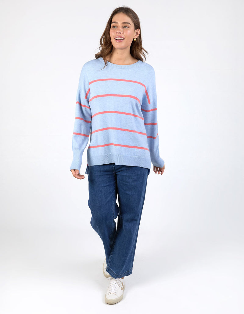 Charli Stripe Knit - Sky Blue/Cosy Coral Stripe