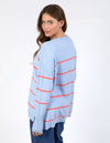 Charli Stripe Knit - Sky Blue/Cosy Coral Stripe