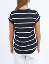 Manly Stripe Vee Tee Dark Sapphire/ White